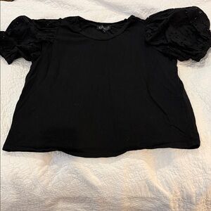 Eloquii Black Puff Sleeve Short-Sleeve Top